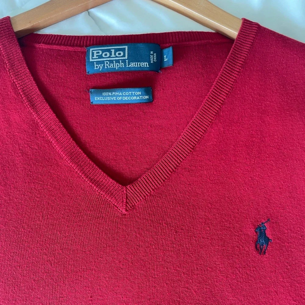 Polo Ralph Lauren Red Sweater Vest 100% Pima Cotton